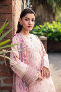 Unstitched 3 Piece Digital Printed Lawn Suit with Embroidered Organza Neckline, Hem & Sleeves Borders | Chiffon Dupatta