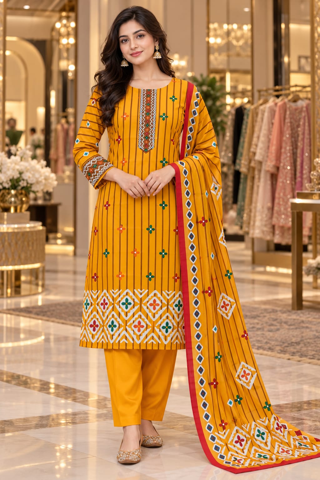 Premium Unstitched 3 Piece Cotton