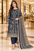 Unstitched Luxury Shine Lawn 3 Piece Embroidered Suit | Front Embroidered Lawn Shirt with Printed Back & Sleeves, Embroidered Dupatta & Dyed Trouser
